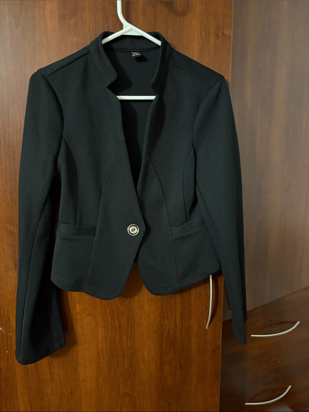 Women’s Textured Black Single-Button Blazer Jacket size M